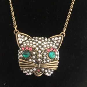 NWOT Betsey Johnson Vintage Cat Face Pendant Necklace